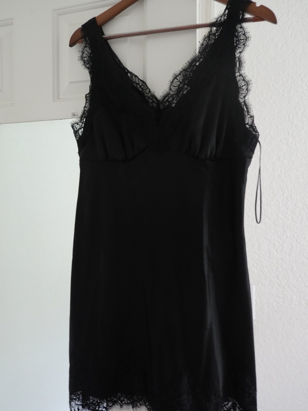 Reformation Black Lace-Trim Slip